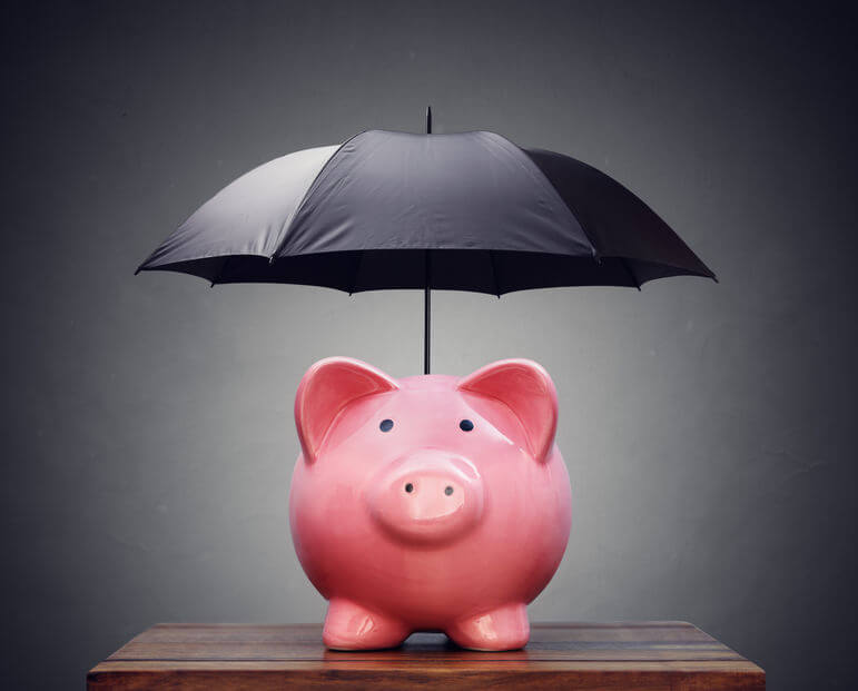 image of piggy bank with umbrella